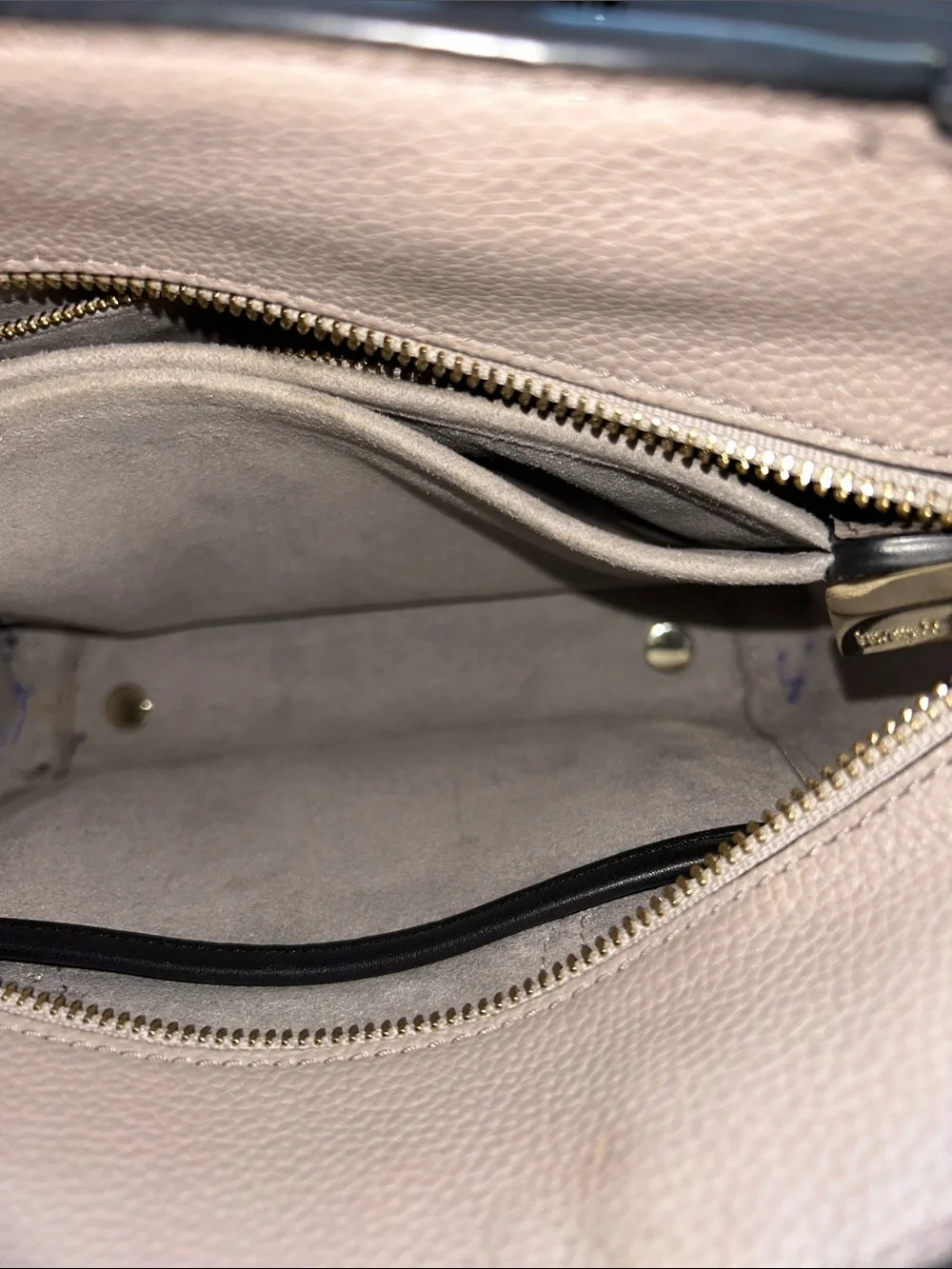 kate spade Pebbled Leather Tote Taupe Leather with Black Trim - Picture 10 of 13